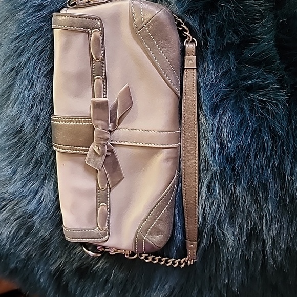 Coach Swarovski bezel silver satin & leather evening clutch - Picture 6 of 7